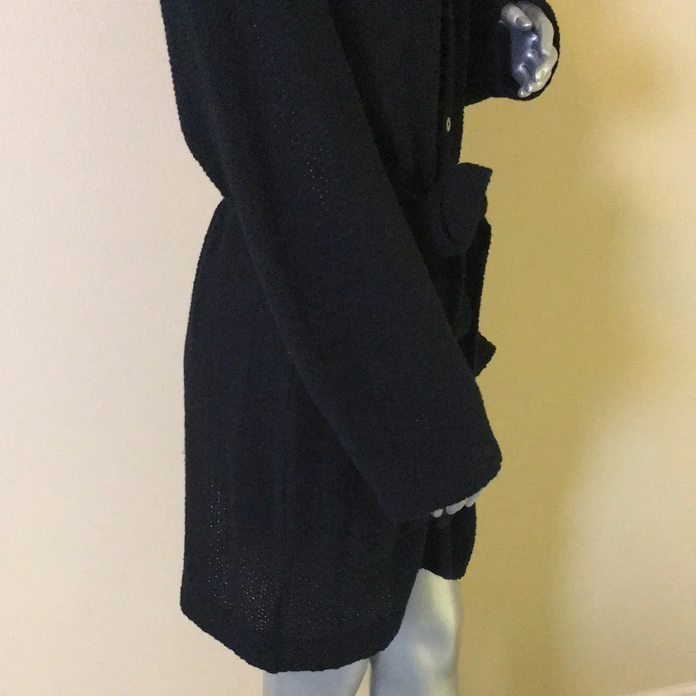 FREE PEOPLE BEACH | Black Cotton Belted Duster Cardigan Sweater